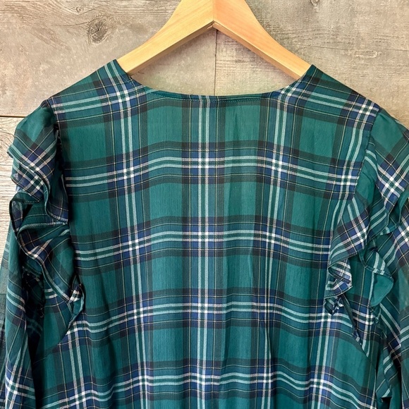 NWT Torrid Green Plaid Chiffon Ruffled Sleeve Cropped Top Flounce 3X, 22-24 Gift - Picture 11 of 16